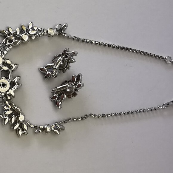 Vintage Sterling Jay Kel Rhinestone Necklace and Earring Set - Picture 9 of 15